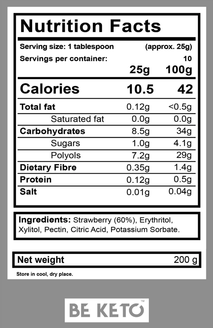keto og lavkarbo jordbærsyltetøy næringsinnhold
