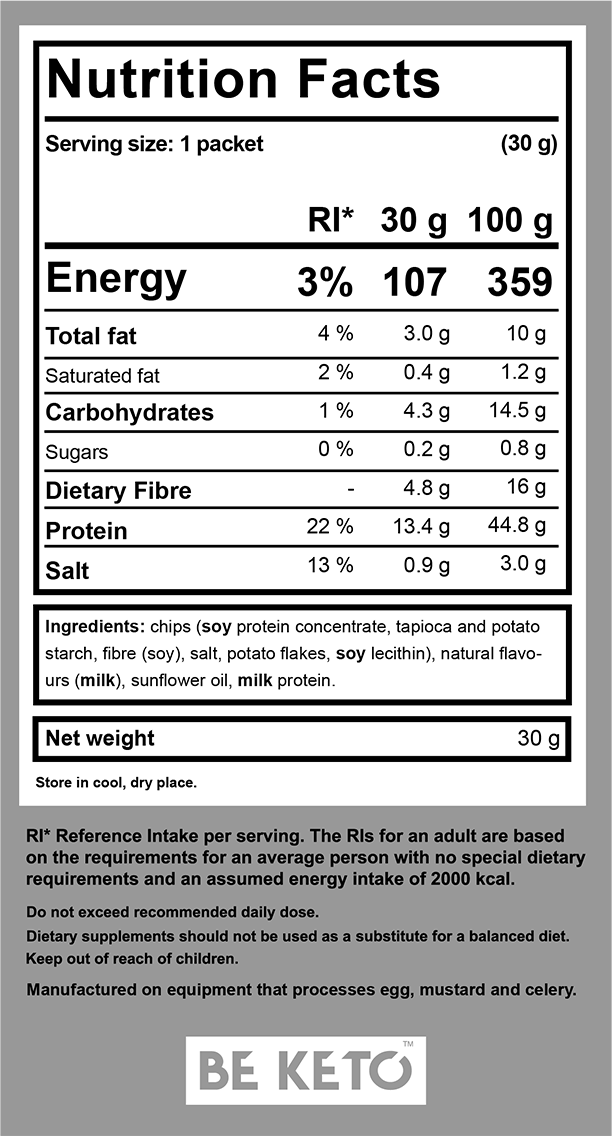 næringsinnhold lavkarbo potetgull, keto-chips
